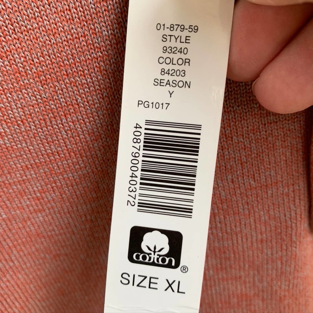 NEW Lord & Taylor Coral & Gray Henley Sweater - Picture 6 of 7